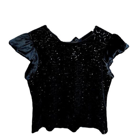 NWT Nanette Nanette Lepore Embroidered Black Velvet Silk Top Back Bow Sz Medium - Picture 3 of 14